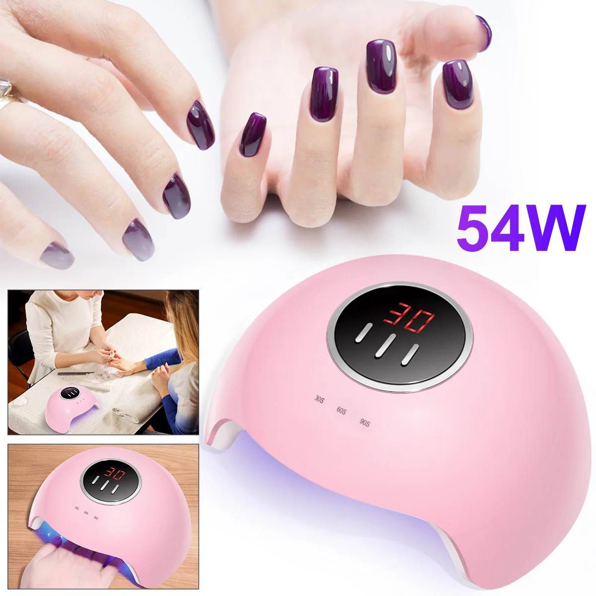 

NEW 54W LED Nail Lamp for Curing Polish Glue Nail Dryer with 3 Timers Fast-drying Glue Manicure Light with Automatic Sensor Nail