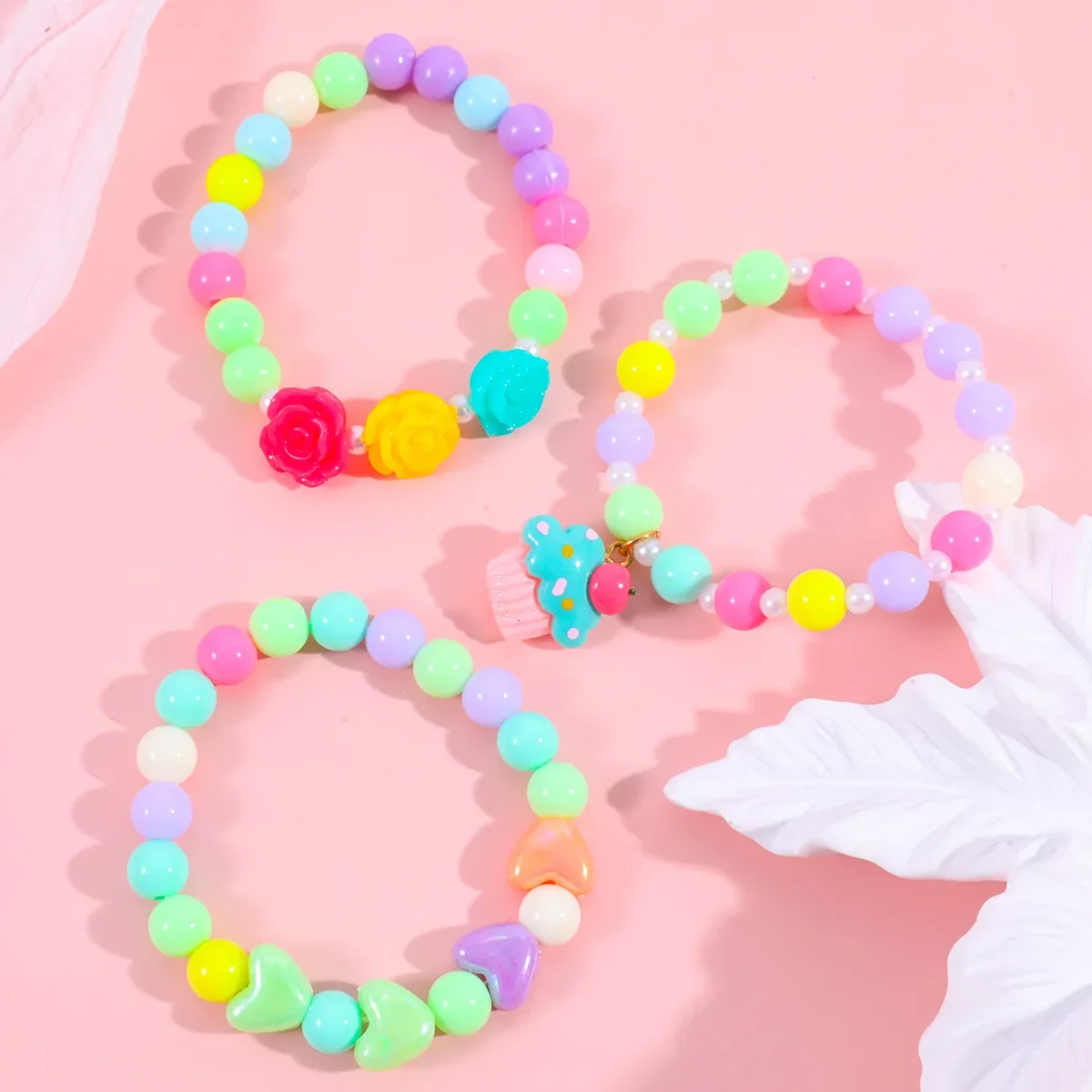 Мультфильм конфетный цветок браслет из бисера для детей мороженое торт кулон