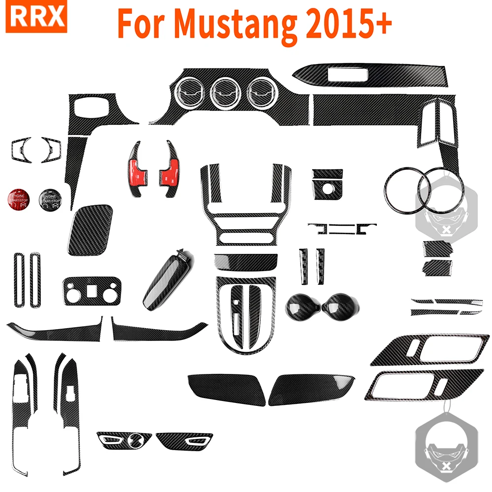 

Car Real Carbon Fiber Cover Paste Interior Modified Accessories For Mustang GT 2015 2016 2017 2018 2019 2020 Stick-Up Decoration