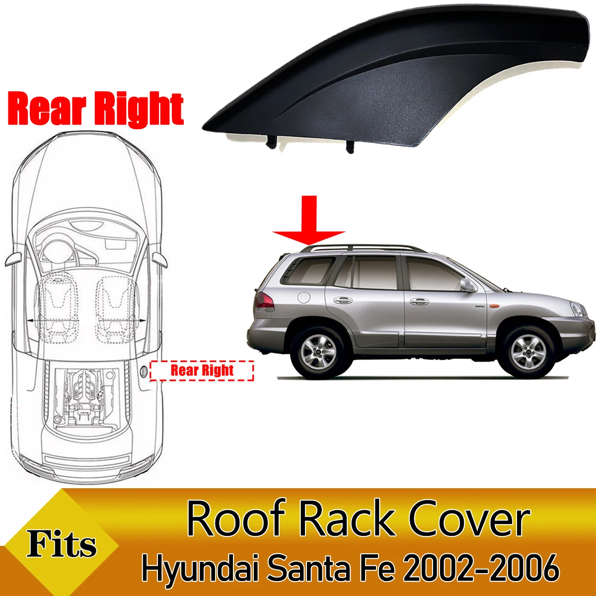 

Крышка багажника на крышу для Hyundai Santa Fe Santafe 2002-2006, передняя задняя левая и правая средняя крышка багажника, пластиковая крышка