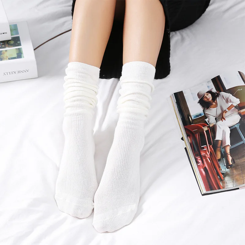 1Pair Korean Style Knee Socks High School Women Girls Fashion Solid Color Autumn Winter Sock Soft Elastic Long Warm Boots Sock