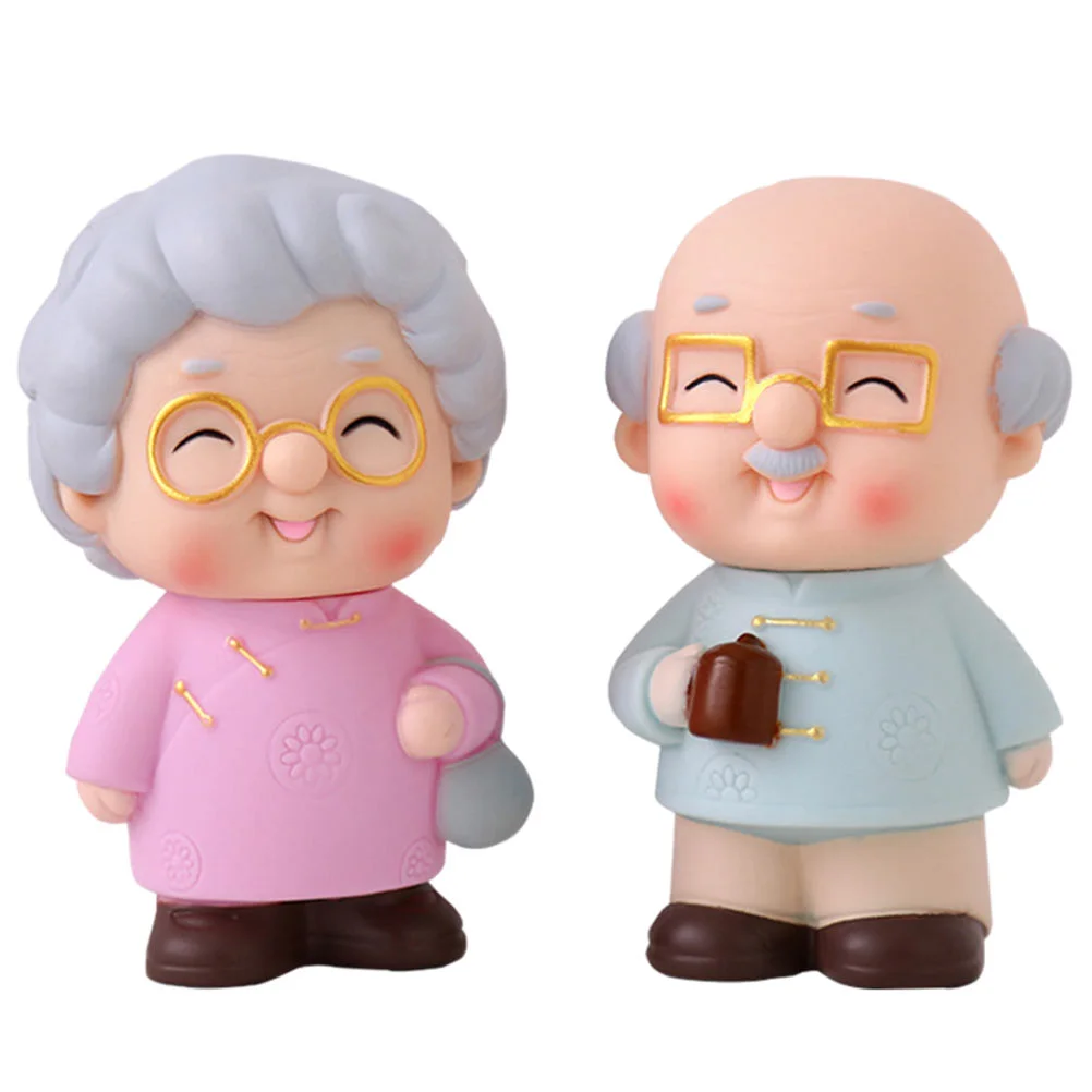 

Couple Cake Figurines Topper Elderly Statue Figurine Anniversary Grandparents Wedding Old Sculpture Grandma Loving Grandpa