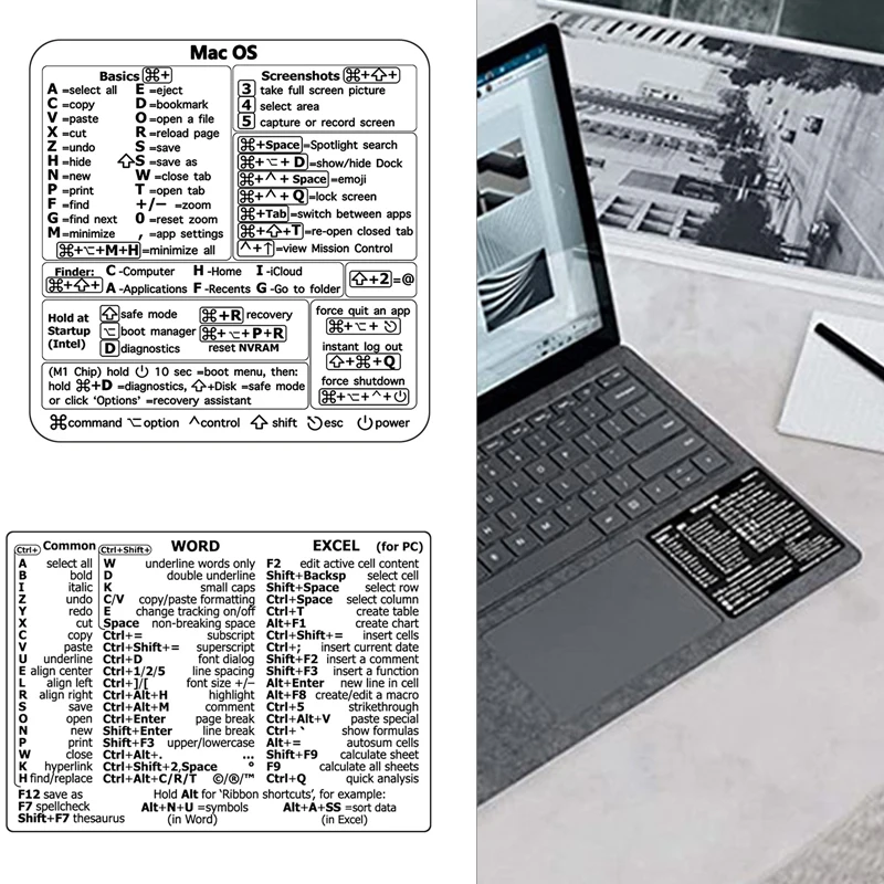 

1pc Reference Keyboard Shortcut Sticker Adhesive For PC Laptop Desktop Removable Sticker Guide Office Supplies
