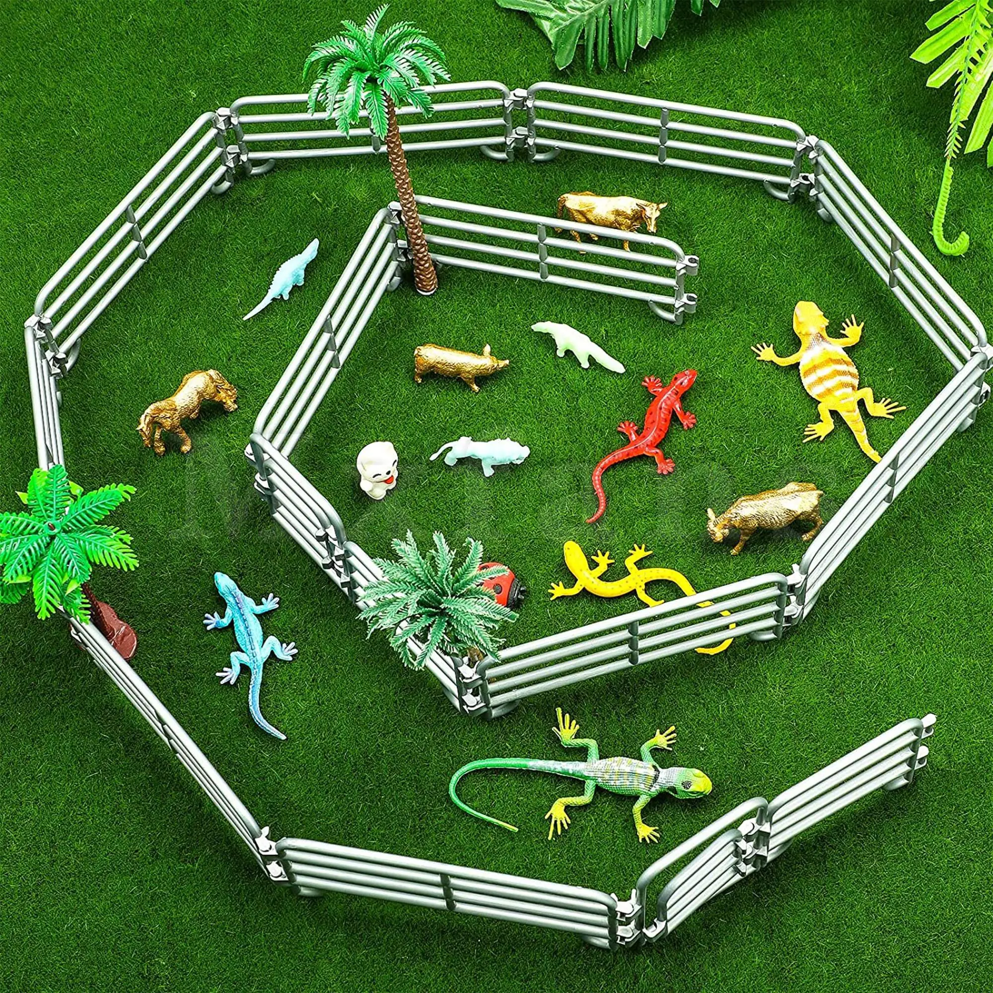 

18 шт., пластиковые складные карральные заборы, модель для украшения «сделай сам», 6,77 дюйма, серый