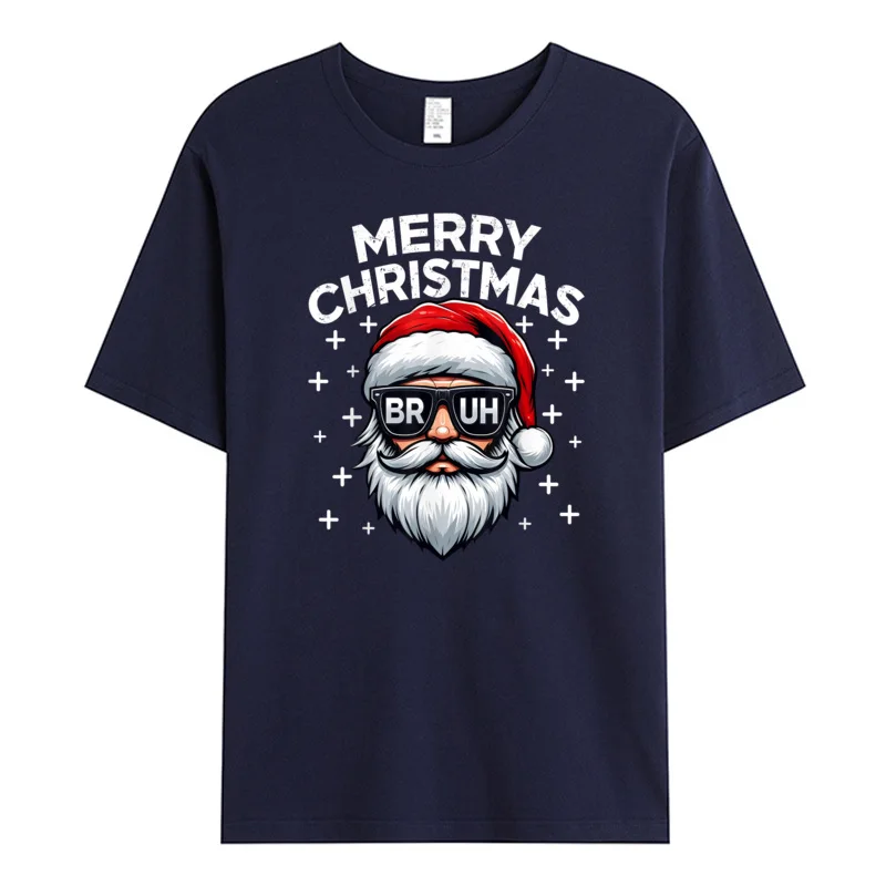 Tees Merry Christmas Bruh Santa Face T Shirts Summer Special Design Short Sleeve Pure Cotton Round Neck Male Tshirts