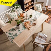 2022 new modern simple table runner home decoration geometric abstraction green pine cone printed tv cabinet tablecloth decor