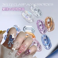 20pc ice transparent nail ring buckle charms 3d kawaii jelly macaron nail jewelry oval colorful diy cute manicure parts ornament