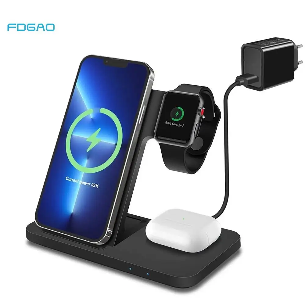 

Беспроводное зарядное устройство 3 в 1, 15 Вт, подставка для iPhone 14 13 12 11 XS XR X 8 Apple Watch 8 7 6 SE 5 Airpods, док-станция для быстрой зарядки