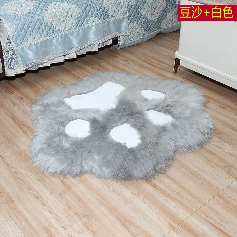 

Cute Cat Paw Plush Carpet Living Room Fluffy Bedside Floor Mat Decoration Home Non Slip Door Mat Bathroom Rugs Bedroom Carpets