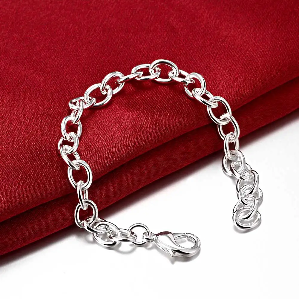 

925 Stamp Silver Color Cuff Simple Classic Charm Fashion Lucky Bracelets charm Women Trendy Fine Jewelry Wholesale Mens Bracelet