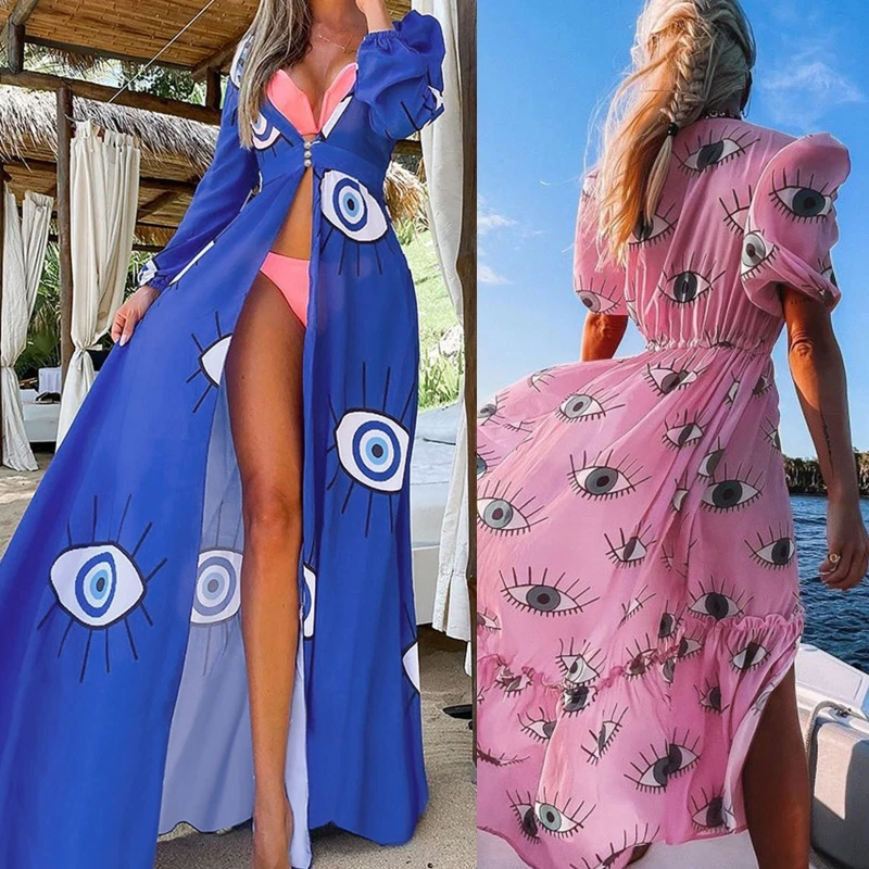 

2022 New Cover Ups Gown Beach Tunic Dress Robe Beachwear Shawl Long Cover-ups Vacation