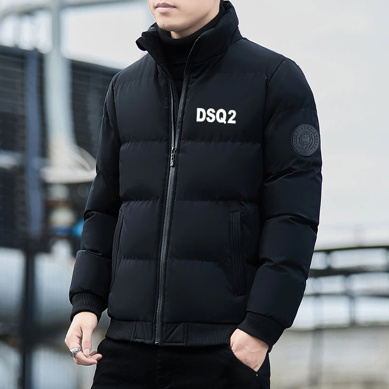 

DSQ2 Men's Winter New Thickened Padded Jacket Short Stand Collar Loose Casual Down Jacket Trend Lion Head