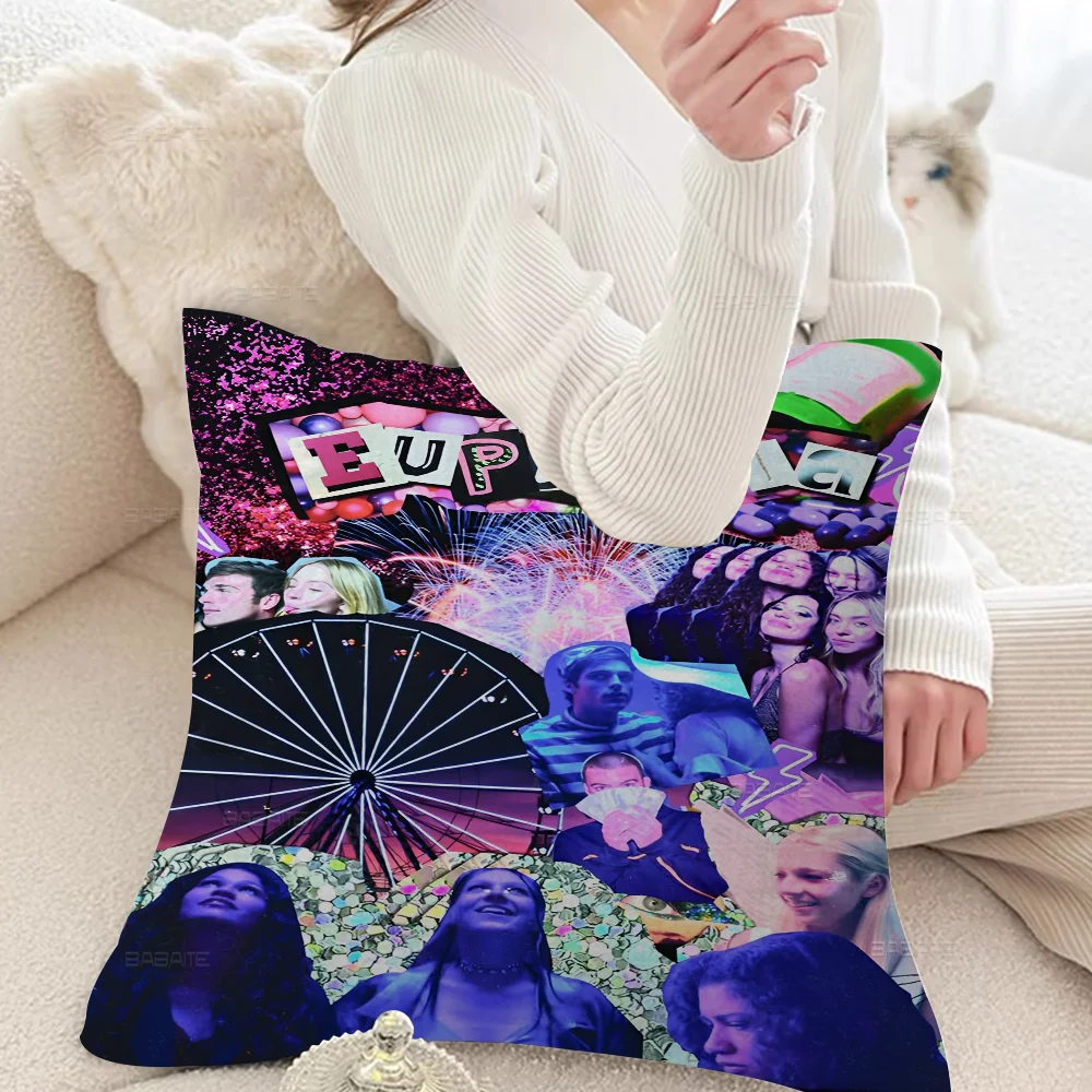 Euphoria TV Show Pillow Covers Cartoon Sofa Decorative Home Double-sided Printing Short Plush Cute Cushion Cover