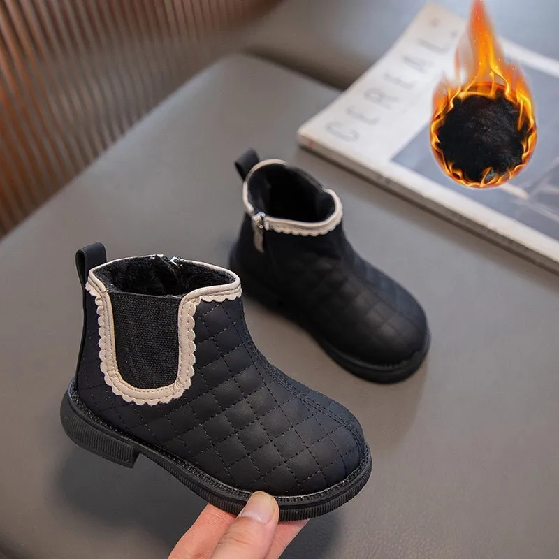 

Детские осенне-зимние ботильоны CAPSELLA для девочек, высокие ботинки для девочек, модные ботинки челси на молнии, размер 21-30