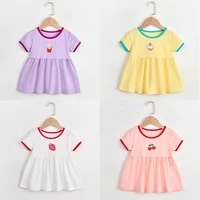 1 7y baby girls dresses cute cartoon strawberry print kids princess dress short sleeve girls party dress children clothing a440
