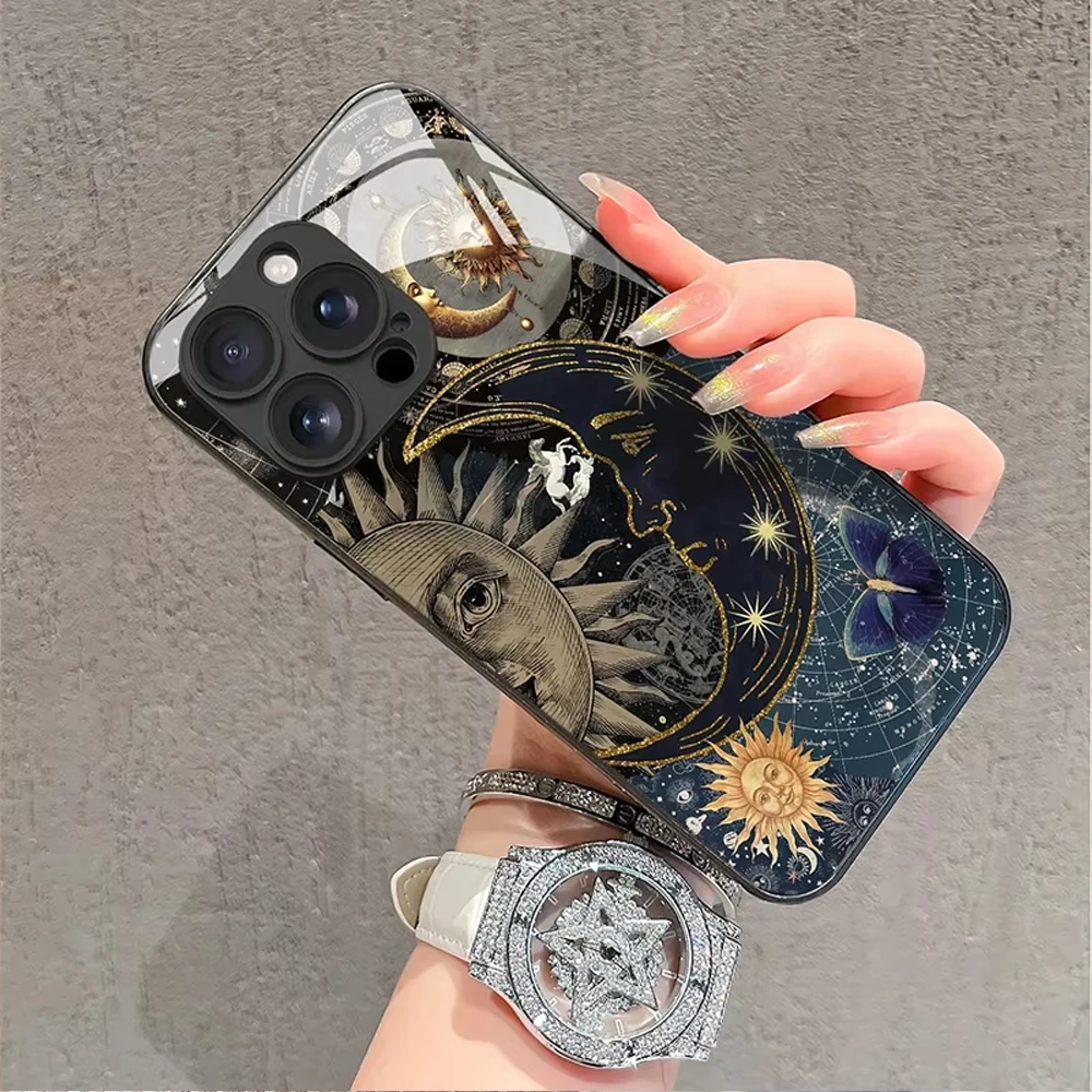 Фото Креативный чехол для телефона Sun Moon для OPPO Realme 16 15T P3 5 8 8i 9i 10 11 14 15 Pro Plus C21Y C33 C35 C53 C55 Ultra 5G со стеклянной рамкой №2