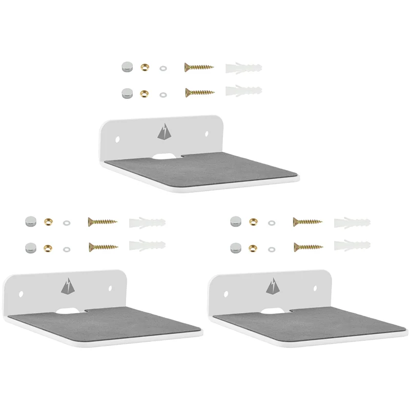 

3X Wall Shelf Speaker Stand, Small Wall Shelf Speaker Mount for Bluetooth Speaker, Cell Phones, Toy Display Shelf(White)