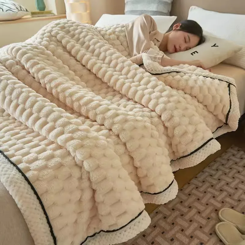 

Warm Plush Blankets for Beds Super Soft Plaid Blanket On the Bed Sofa Throw Blanket Office Nap Comforter Bedspread Queen Quilt