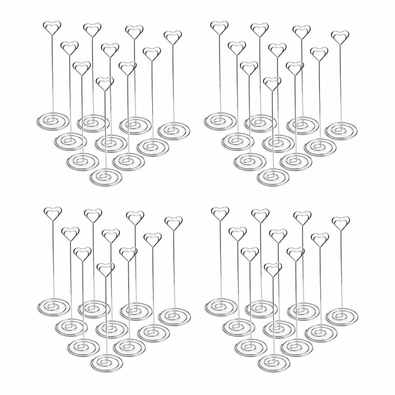 

40Pcs 8.6 Inch Tall Place Card Holders Heart Shape Table Number Holder Stands Picture Photo Note Memo Clip For Wedding