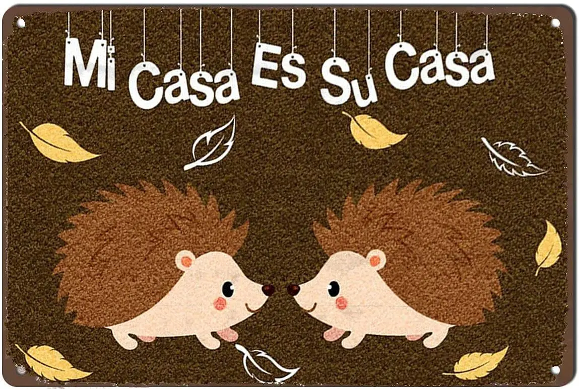 

graman Vintage Wall Decor Mi Casa ES Su Casa,Cute Hedgehog, Retro Tin Signs,Kitchen Decor Metal Poster Vintage Metal Tin Sign