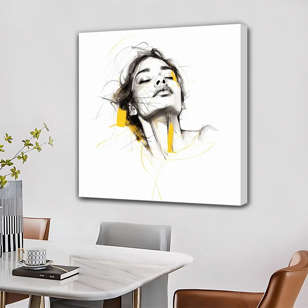 Portrait Woman Morden Decor Framed Gallery Canvas Painting Colorful Vase Antique For Home Decoration