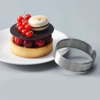 8cm circular stainless steel porous tart ring bottom tower pie cake mould baking toolsheat resistant perforated cake mousse ring