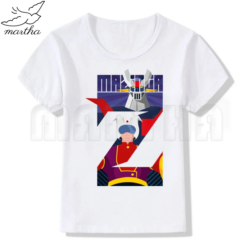 Mazinger Z Manga Robot Movie T-shirt  Boy Girl Tshirt Kids Top Child Print Tee Funny T-shirts Summer Short Sleeve White Tops