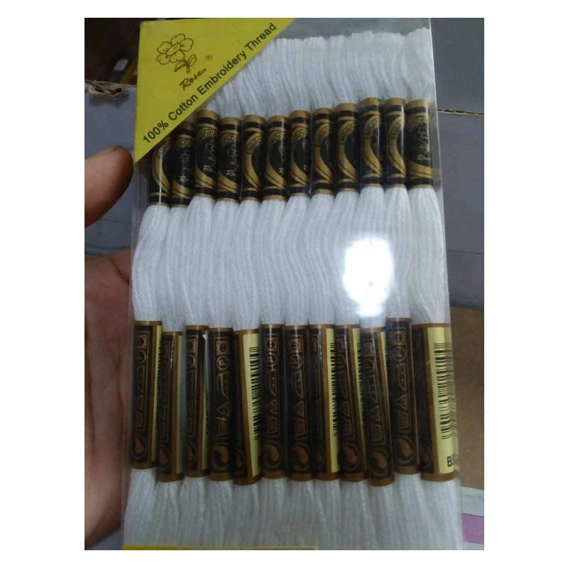 Amishop Top Quality 100% Cotton Embroidery Cross Stitch Floss Thread Rosace B5200 5200 White, Equal DMC B5200, 8 Meters X 12pcs