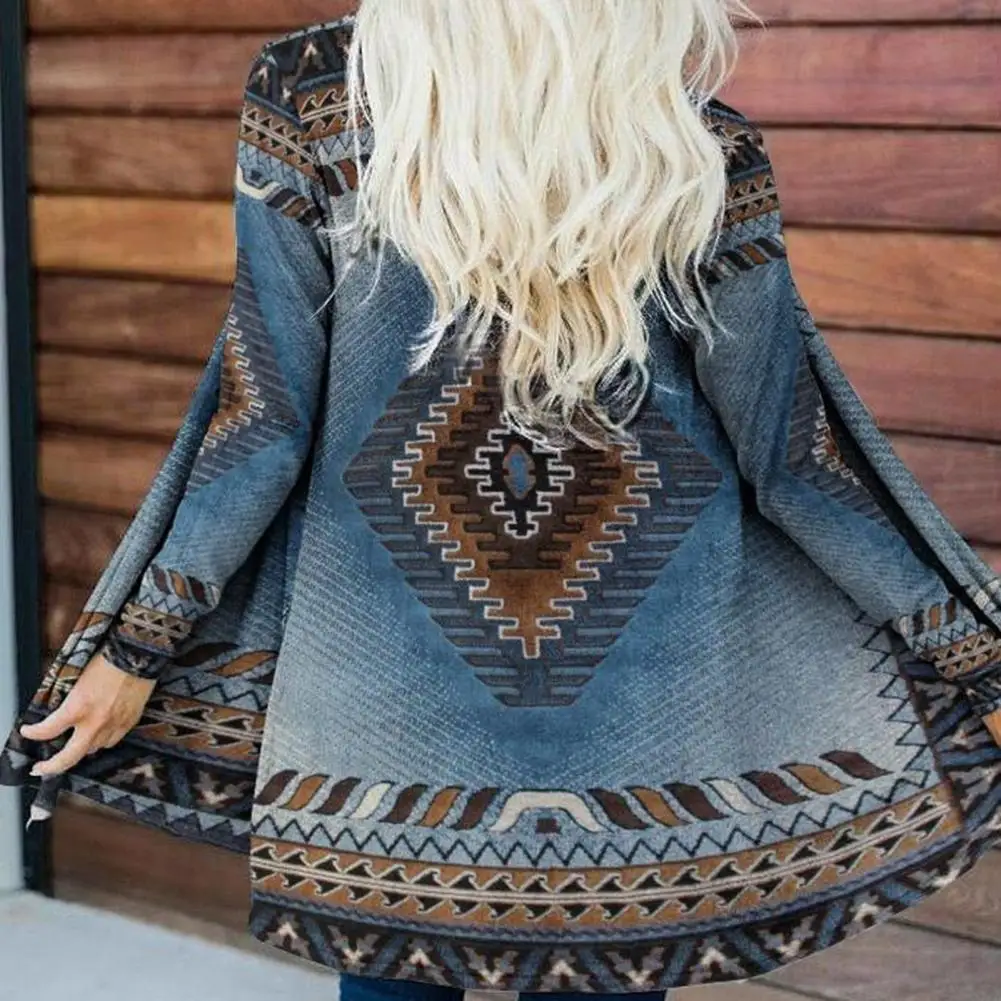 

Женский кардиган с длинным рукавом, с этническим принтом