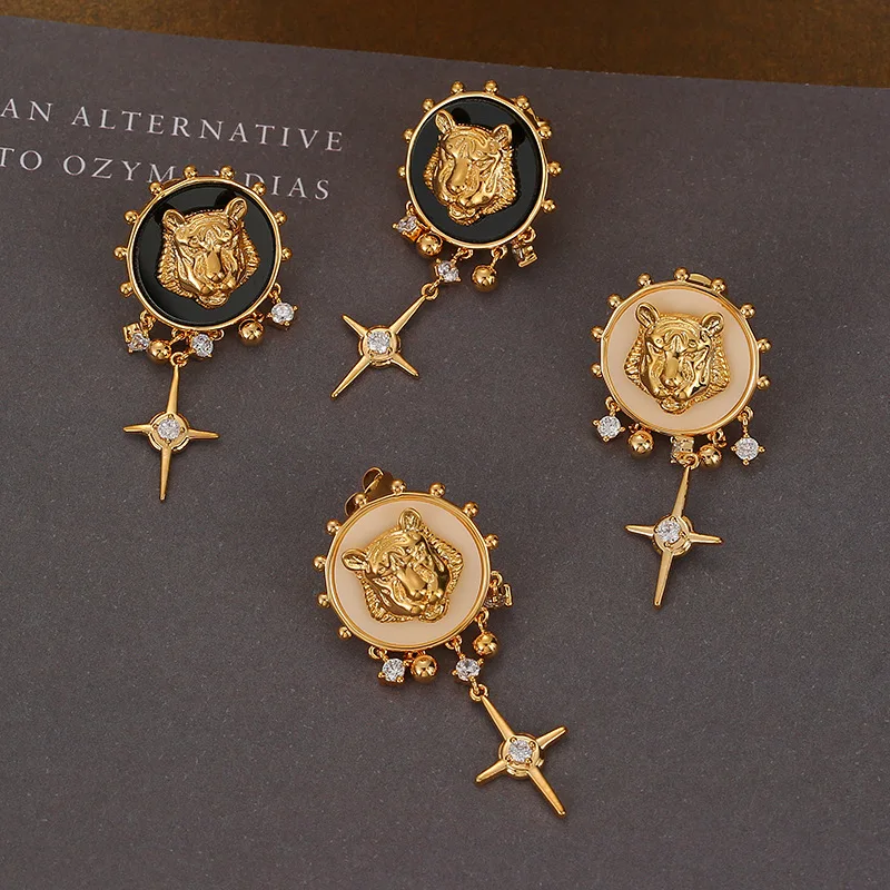

women's light luxury retro earrings high quality zircon earrings