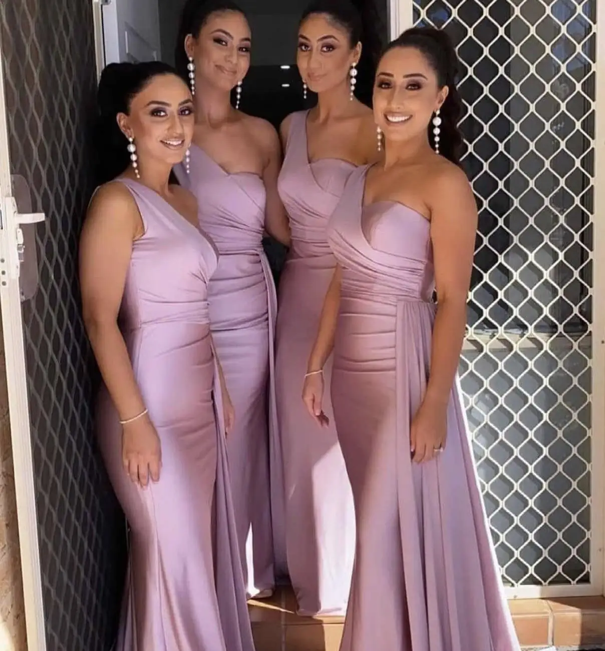 

One Shoulder Bridesmaid Dresses For Africa Wedding Guest Formal Gowns Junior Maid Of Honor Ribbon