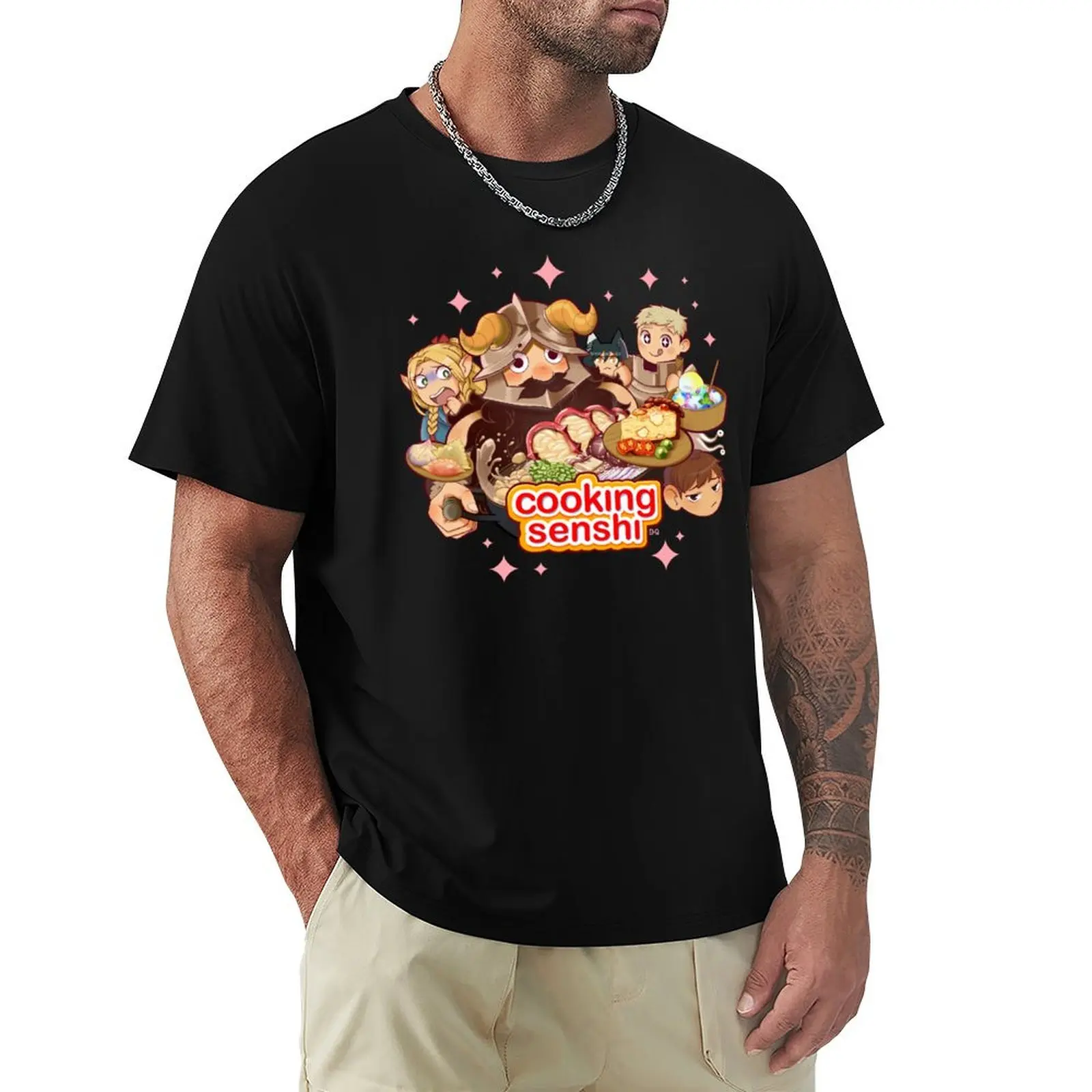 Фото Футболка Cooking Senshi, базовая однотонная хлопковая футболка с короткими рукавами №1