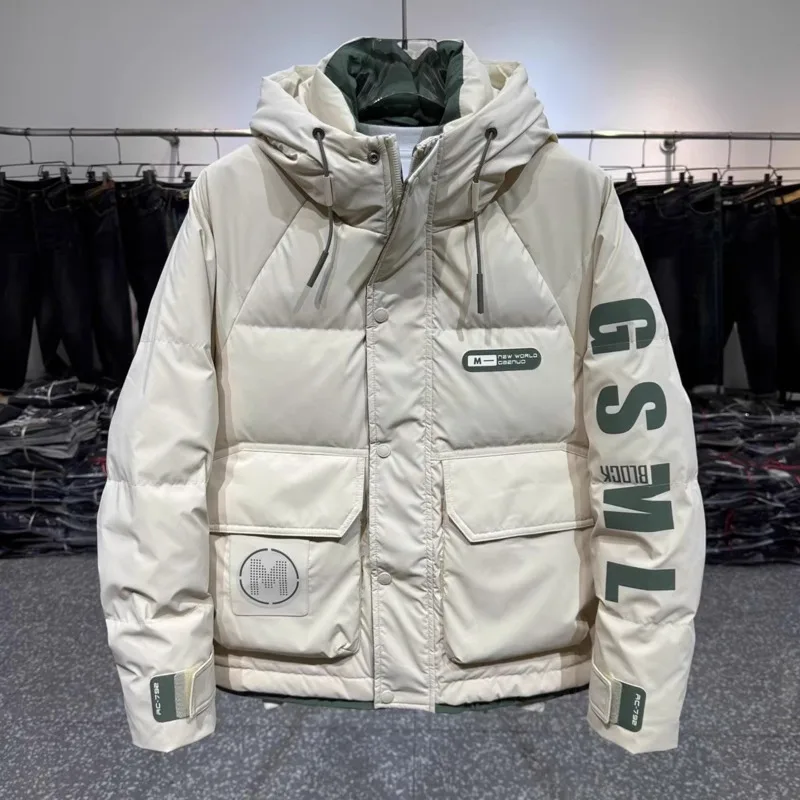 2024 Новый зимний мужской модный водонепроницаемый пуховик с капюшоном облегающая