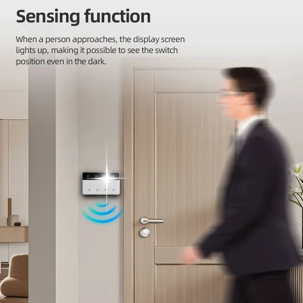 Фото Выключатель с именем Zigbee DIY с горизонтальным экраном дисплея, сенсорной панелью, переключатель света США, работает с приложением Tuya Smart Alexa Google Home №5