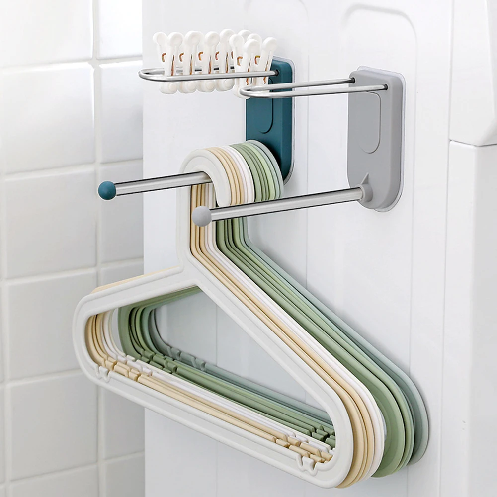 

Punch Free Hanger Storage Shelf Balcony Hanger Hook Storage Towel Storage Washer Clip Portable Holder Home Organizer Accessories