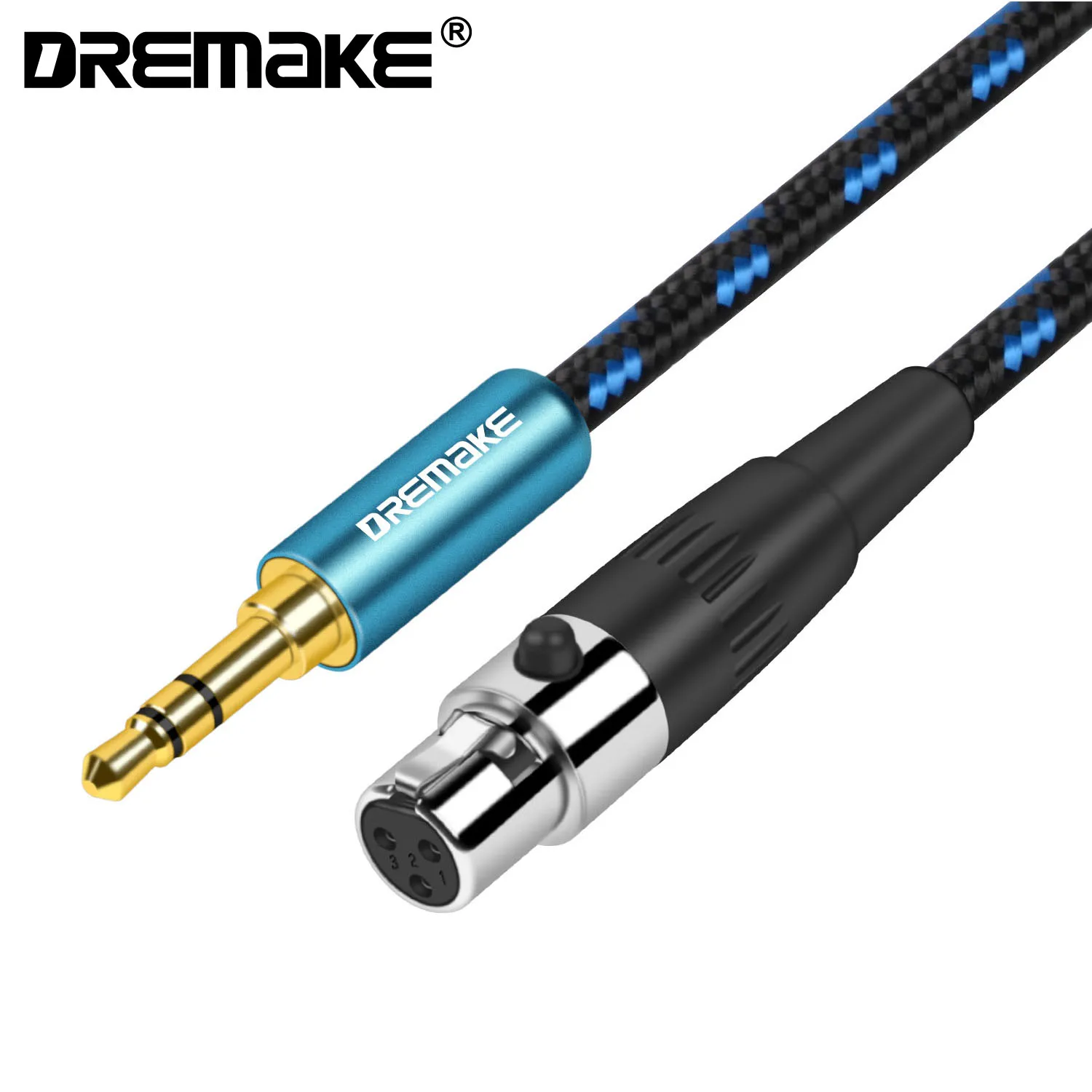 DREMAKE 3.5mm 1/8'' TRS Aux Male to Mini XLR 3-Pin Female Audio Cable Mini XLR to 1/8 Inch Stereo Converter Cable for Headphone