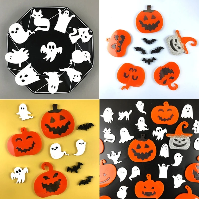 Хэллоуин тыква призрак летучая мышь брелок смола формы серьги кулон силиконовая