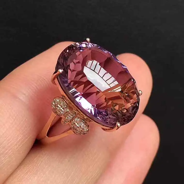 

Женское кольцо с аметистом, серебро 925 пробы, инкрустированное 18-каратным золотом