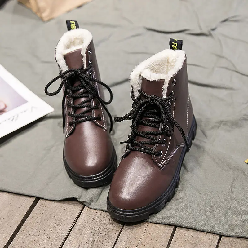 Leather Booties Warm Footwear Women's Snow Boots Boot Low Black Short Barrel Shoe Shoes for Women Winter 2023 Padded Leather Fur