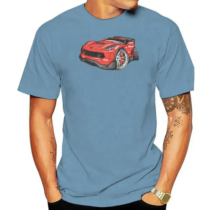 

Men T shirt Corvette C7 Z06 Red with Silver Wheels Koolart T-Shirt women t-shirt