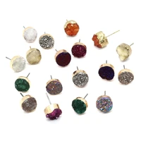 beautiful natural stone round crystal stud earrings 10x10mm colorful charm making ornament diy necklace earrings accessories