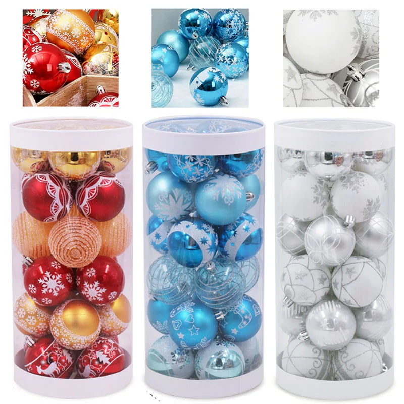 

24pcs Christmas Tree Ball Decorations for DIY Xmas Party Wedding 6CM Plastic Baubles Balls Hanging Ornament for Home Decor