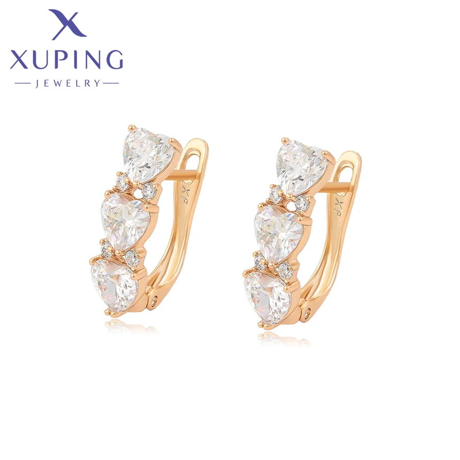 

Xuping Jewelry New Arrival Elegant Серьги Heart Gold Color Huggies Earring for Women Gift X00023057