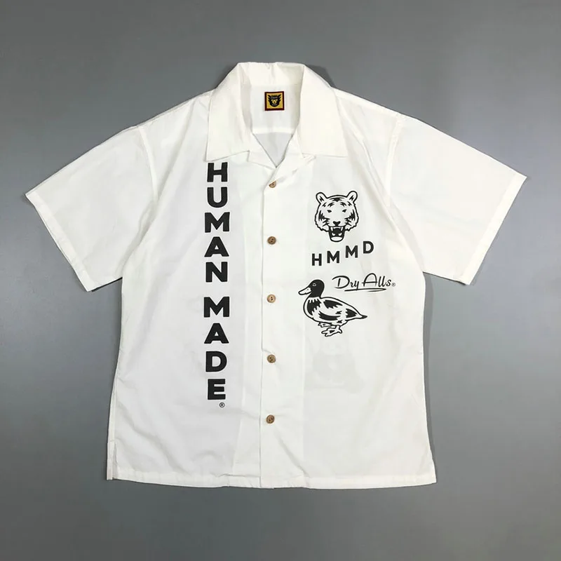 

2022ss HUMAN MADE Green Toe Duck Shirt Oversized Casual Men Women 1:1 High Quality Human Made Lapel Shirt