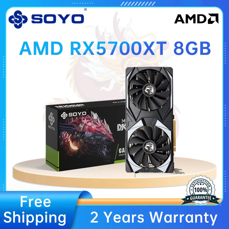 

SOYO New RX5500XT RX5700XT RX580 8GB Gaming Graphics Card GPU GDDR6 128Bit 14 Gbps Computer Graphics Support AMD Intel Desktop