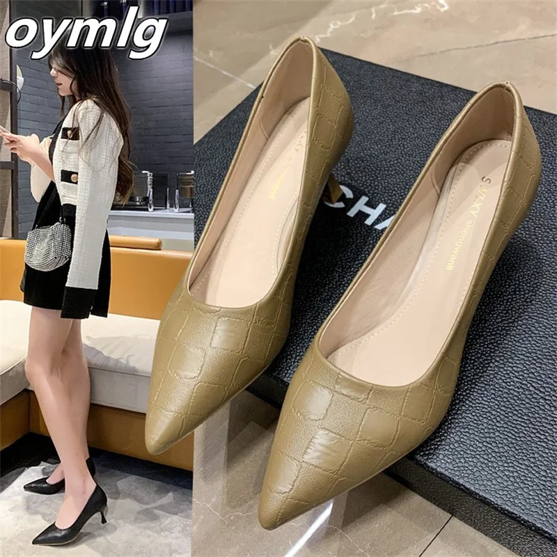 

Niche apricot retro high heels women's temperament single shoes women's 2022 new mid-heel stilettos women's pointed toe