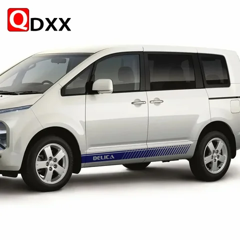 Для Mitsubishi Delica D5 L400 MPV 4-motion Стиль Спортивные полосы Наклейка на боковую юбку двери автомобиля 2 шт. Автомобильный декор кузова Виниловые наклейки