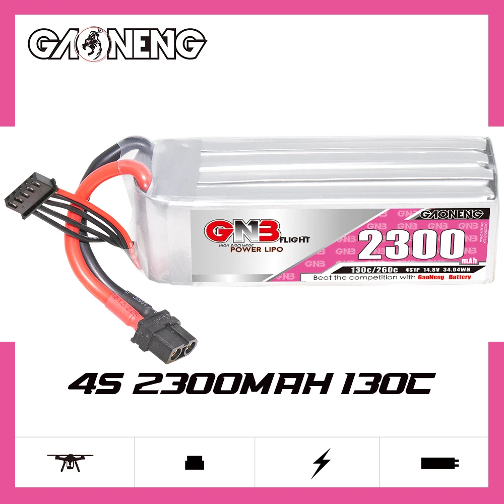 GAONENG GNB 2300mAh 4S1P 14.8V 130C/260C Lipo Battery With XT60 Plug For 450 Class Helicopter RC Quadcopter Multirotor FPV Drone