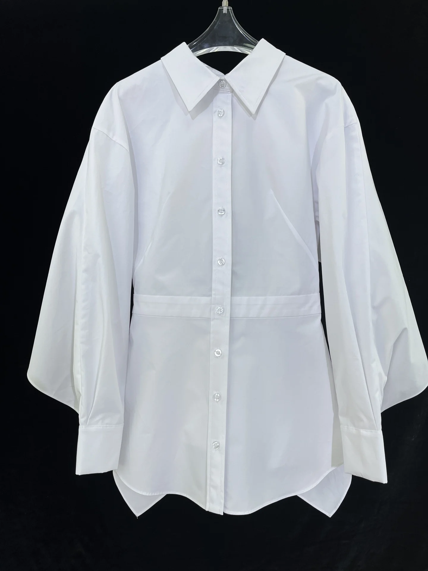 

Женская туника с открытой спиной, элегантная пикантная однотонная блузка с длинным рукавом, подиумная дизайнерская винтажная белая блузка