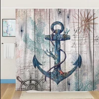 nautical anchor shower curtain rustic wood barn coastal shower curtain ocean beach waterproof bath curtains bathroom with hooks